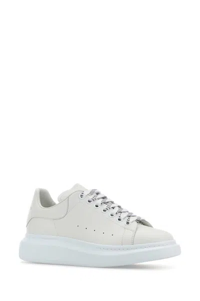 Alexander Mcqueen Chalk Leather Sneakers With Chalk Leather Heel In White