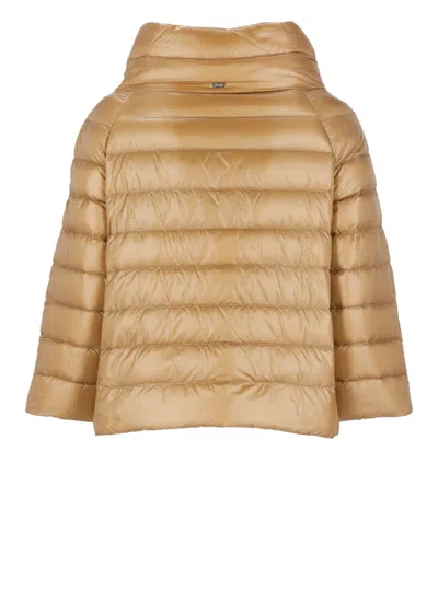Herno Funnel-neck Puffer Jacket In Brown