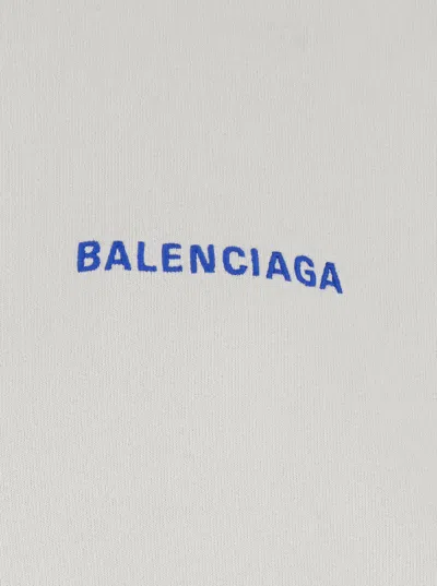 Balenciaga White Sweatshirt With Fixed Hood And Logo Lettering On Front And Rear In Cotton Woman