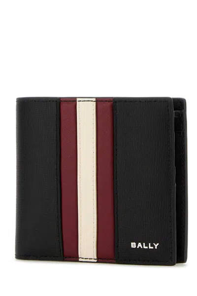 Bally Block Texture Bi-fold Wallet In Black