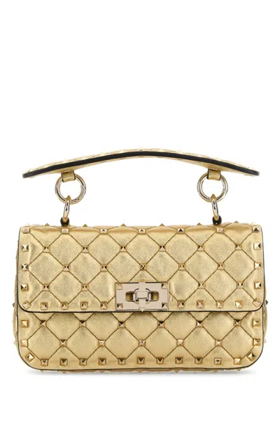 Valentino Borsa A Mano Rockstud In Pelle Oro Donna