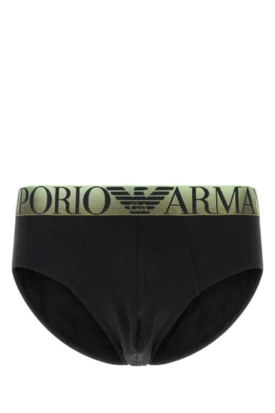 Emporio Armani Black Stretch Cotton Brief In Black