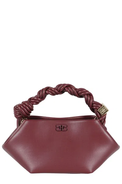 Ganni Bou Red Handbag With Butterfly Logo And Hand-braided Strands In Leather Woman