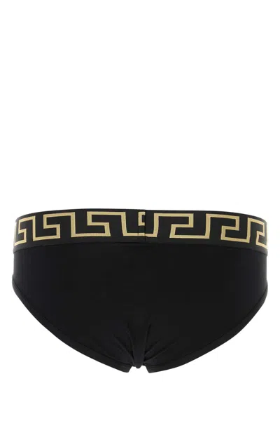Versace Set Di Slip In Cotone Stretch Nero Uomo In Black