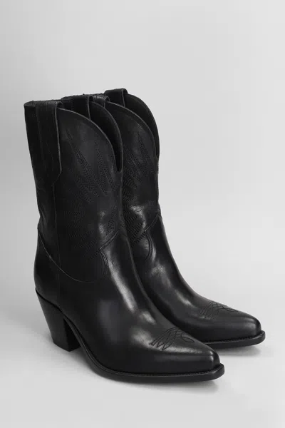 Golden Goose 70 Wish Star Texan Boots In Black Leather In Black