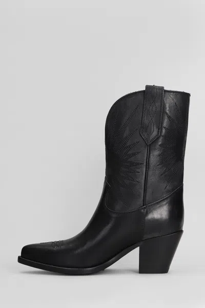 Golden Goose 70 Wish Star Texan Boots In Black Leather In Black