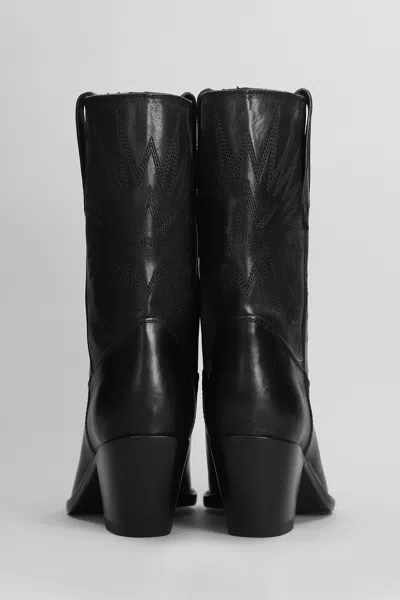 Golden Goose 70 Wish Star Texan Boots In Black Leather In Black