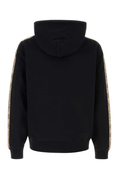 Burberry Black Sweatshirt With Check Motif Detail