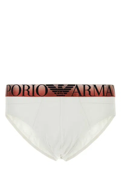 Emporio Armani White Stretch Cotton Brief In White