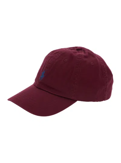 Polo Ralph Lauren Bordeaux Baseball Cap With Logo Embroidery In Cotton Man In Burgundy
