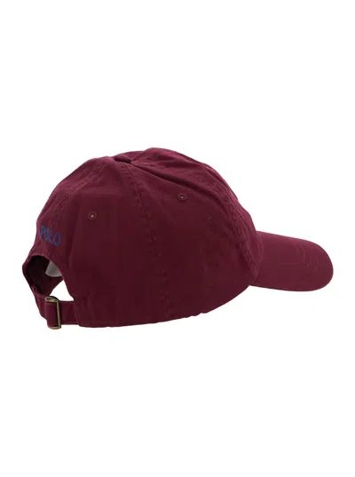Polo Ralph Lauren Bordeaux Baseball Cap With Logo Embroidery In Cotton Man In Burgundy