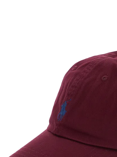 Polo Ralph Lauren Bordeaux Baseball Cap With Logo Embroidery In Cotton Man In Burgundy