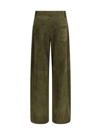 Marni Green Pants With Wide Leg And Logo Patch On The Rear