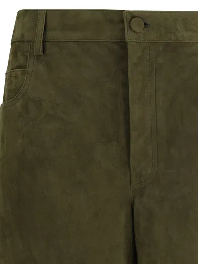 Marni Green Pants With Wide Leg And Logo Patch On The Rear