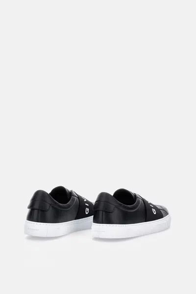 Givenchy Calfskin Leather Sneakers With Printed Logo And Contrasting Sole In Black