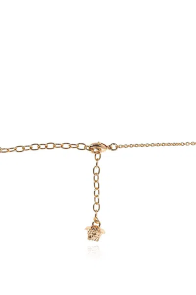 Versace Logo-lettering Necklace In Gold