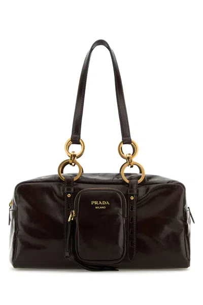 Prada Medium Brown Leather Dangle Bag Women