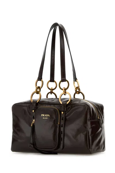 Prada Medium Brown Leather Dangle Bag Women