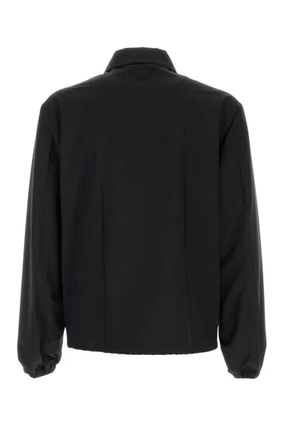 Prada Camicia In Lino Nero Uomo In Black