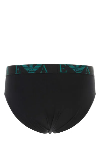 Emporio Armani Black Stretch Cotton Brief Set In Black