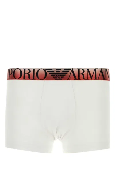 Emporio Armani Stretch Cotton Boxer Waistband Contrast In White