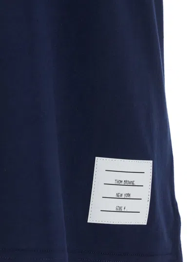 Thom Browne Blue T-shirt With Logo Patch In Stretch Wool Man In Blue