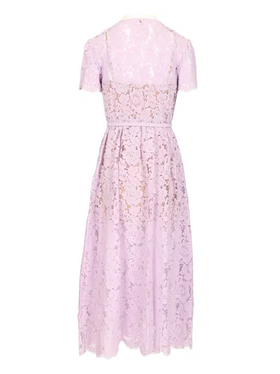 Self-portrait Lace Button Front Midi Dress Dresses Violet