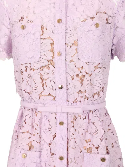 Self-portrait Lace Button Front Midi Dress Dresses Violet