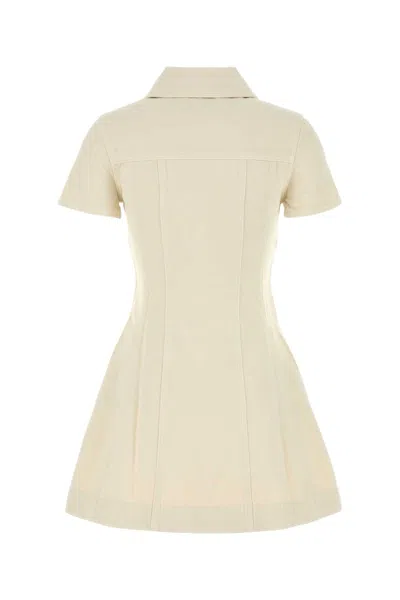 Self-portrait Structured Beige Dress With Classic Collar And Flap Pockets In Neutral