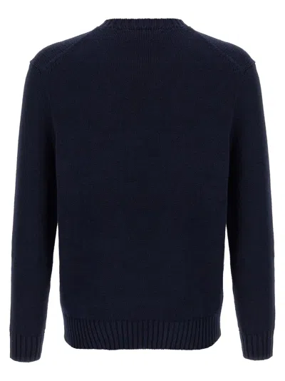 Polo Ralph Lauren Blue Sweater With Logo Embroidery On The Front And Logo Lettering On The Front In Cotton And Linen B In Blue