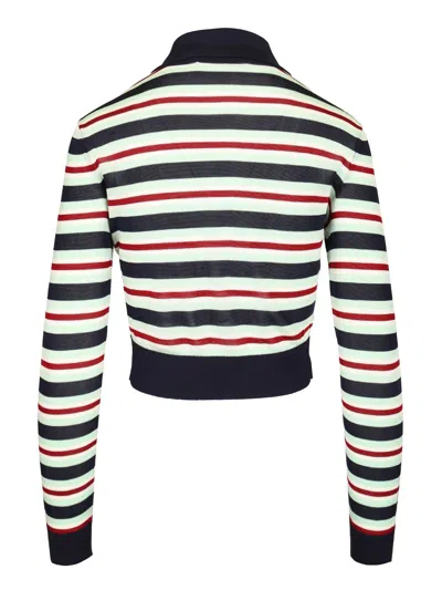 Self-portrait Self Portrait Maglia Navy Striped Viscose In Multi