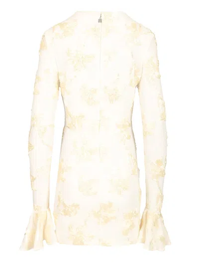 Rotate Birger Christensen Floral Mesh Mini Dress In Yellow