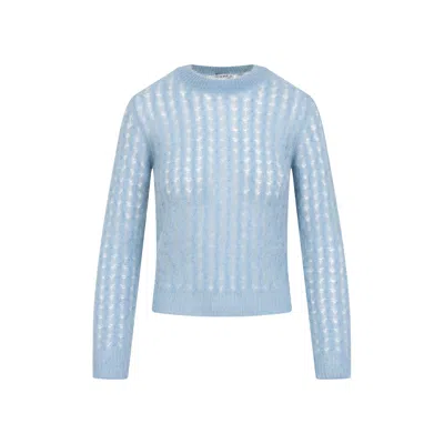 Loewe Mohair And Wool Blend Sweater Knitwear Light Blue In Blue