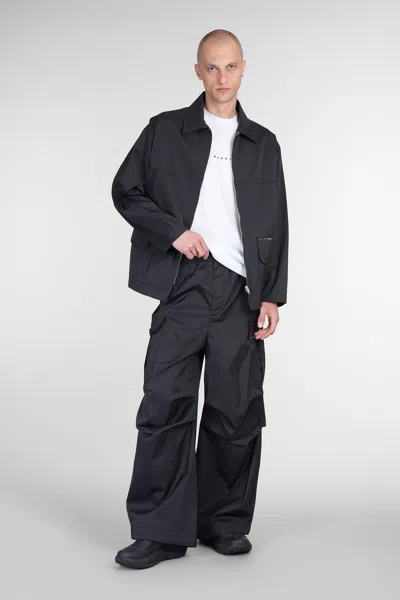 Marni Men's Wide Leg Cargo Trousers With Elastic Waistband In Black