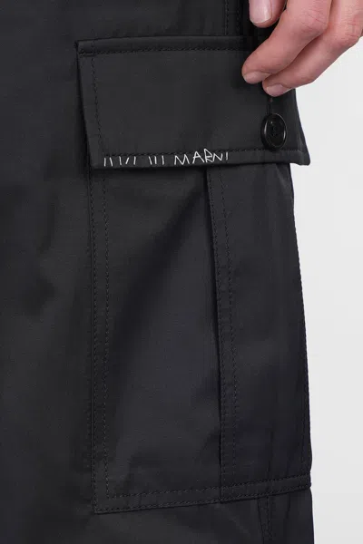 Marni Men's Wide Leg Cargo Trousers With Elastic Waistband In Black
