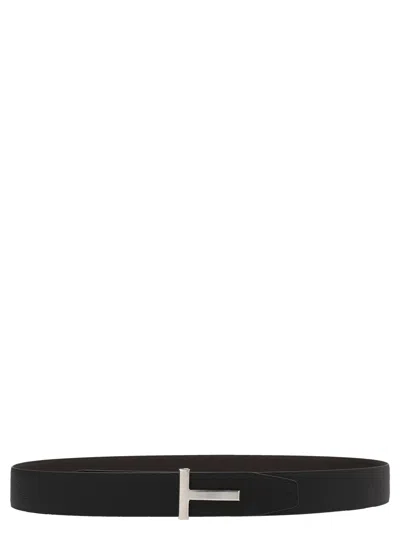 Tom Ford Logo Reversible Belt Belts Multicolor In Black