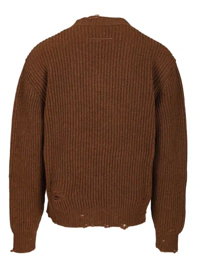 Mm6 Maison Margiela Mm6 V-neck Sweater Brown Melange
