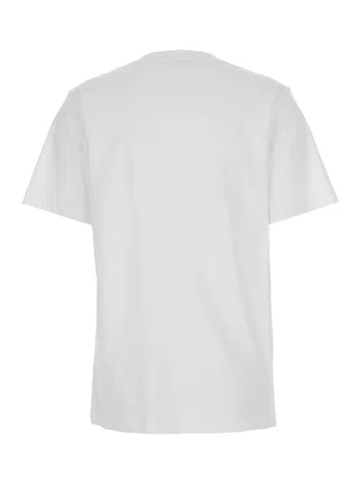 Marni White Crewneck T-shirt With Logo Patch On The Front In Cotton Woman