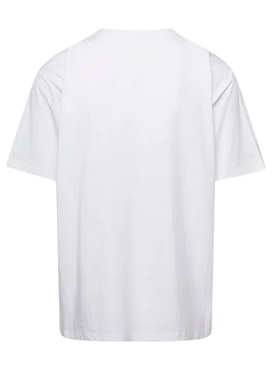 Balmain White Crewneck T-shirt With Contrasting Logo Lettering Print In White