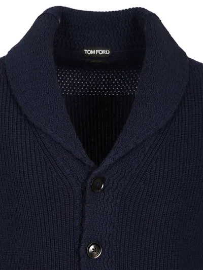 Tom Ford Silk Cardigan With Front Pockets And Shawl Collar