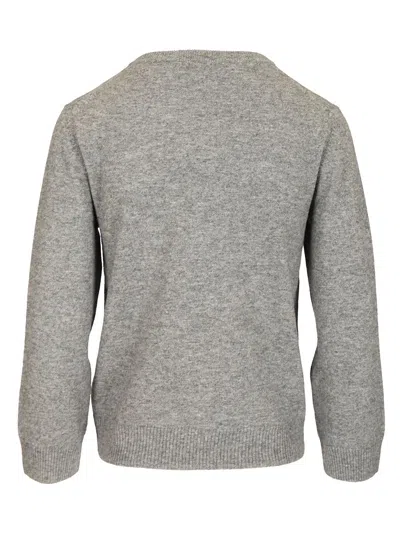 Ganni Womens Paloma Melange Rhombus-print Round-neck Wool And Cashmere Cardigan In Gray