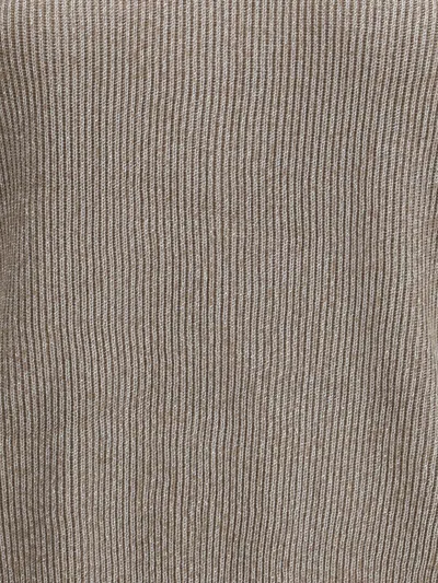 Brunello Cucinelli Ribbed Crew Neck Knitwear With Lurex Shine In Brown
