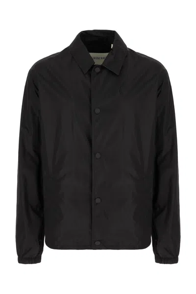 Burberry Nylon Jacket With Collar And Elastic Cuffs In Black