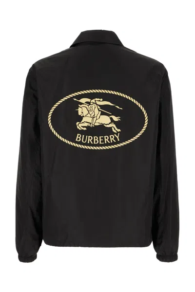 Burberry Nylon Jacket With Collar And Elastic Cuffs In Black