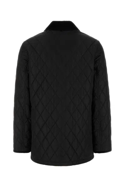 Burberry Women 'oldham' Black Quilted Jacket With Corduroy Collar In Tech Fabric Woman In Black
