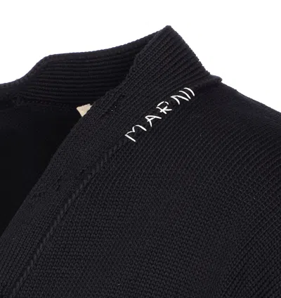 Marni Logo Embroidery Cardigan Sweaters And Cardigans Black
