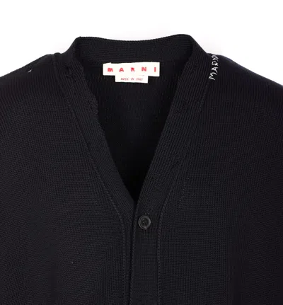 Marni Logo Embroidery Cardigan Sweaters And Cardigans Black