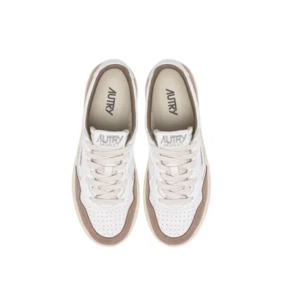 Autry Low Sneaker With Contrast Panels And Perforated Detailing In White