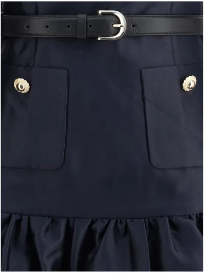 Self-portrait Crew Neck Taffeta Mini Dress With Ruffled Hem