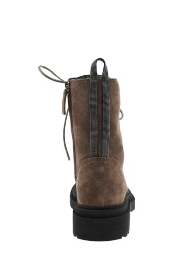 Brunello Cucinelli Suede Combat Boots Monile